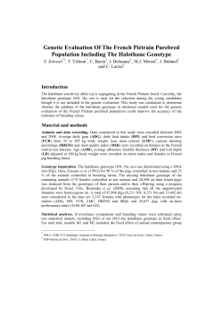 Genetic Evaluation Of The French Pi&eacute;train Purebred Population