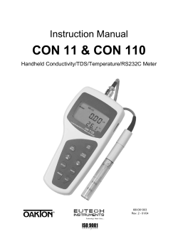 Instruction Manual: Oakton Acorn CON 11/CON 110 Conductivity