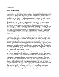 Jenn Grunigen, Clarion West 2016 Background