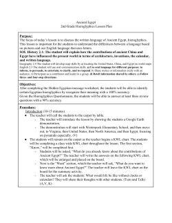 Ancient Egypt 2nd Grade Hieroglyphics Lesson Plan