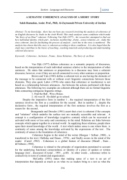GIDNI 216 A SEMANTIC COHERENCE ANALYSIS OF A SHORT