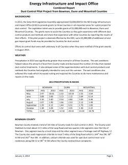 Dust Control Pilot Project from Bowman, Dunn and