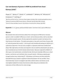 Can root biomass of grasses in NSW be predicted from shoot