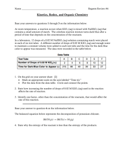 Kinetics, Redox, and Organic Chemistry