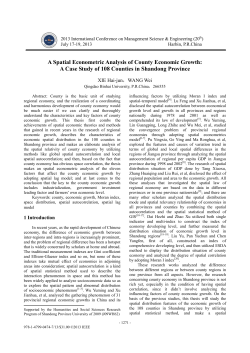 A Spatial Econometric Analysis of County Economic Growth: A Case