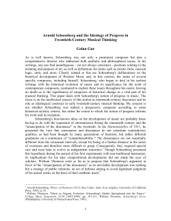 Arnold Schoenberg and the Ideology of Progress in Twentieth