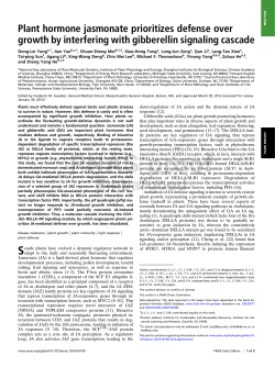 Plant hormone jasmonate prioritizes defense over growth by