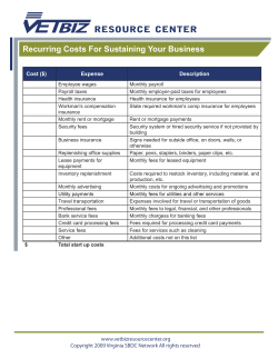 Recurring Costs - VETBIZ Resource Center