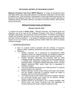 1 THE SCHOOL DISTRICT OF PALM BEACH COUNTY Wellness
