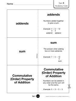 sum addends Commutative (Order) Property of Addition sum