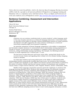 Sentence Combining: Assessment and Intervention Applications