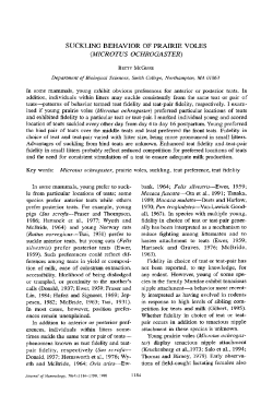 SUCKLING BEHAVIOR OF PRAIRIE VOLES