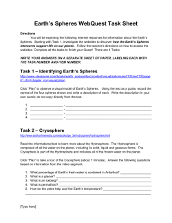 Earth`s Spheres WebQuest Task Sheet