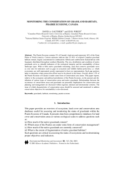 Monitoring the Conservation of Grassland Habitats, Prairie Ecozone