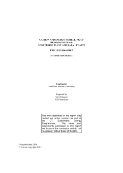 CARBON AND ENERGY MODELLING OF BIOMASS SYSTEMS