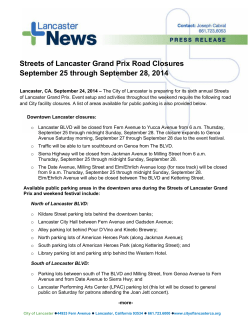 Streets of Lancaster Grand Prix Road Closures September 25