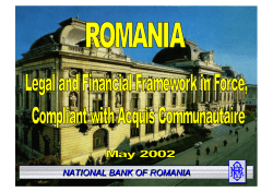 NATIONAL BANK OF ROMANIA Harmonisation of banking