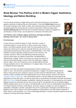 Book Review: The Politics of Art in Modern Egypt: Aesthetics