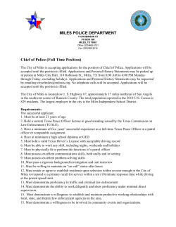 MILES POLICE DEPARTMENT Chief of Police (Full Time