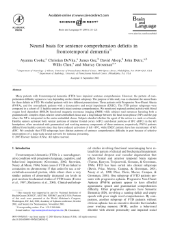 Neural basis for sentence comprehension deficits in frontotemporal