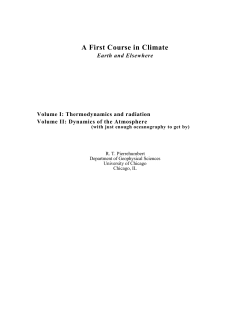 A First Course in Climate - Geophysical Sciences