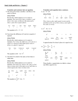 Translate each sentence into an equation. 9. The