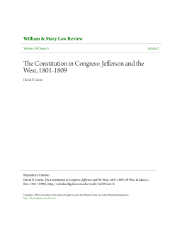 The Constitution in Congress: Jefferson and the West, 1801-1809