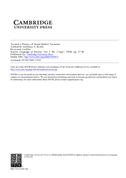 Toward a Theory of Social Dialect Variation