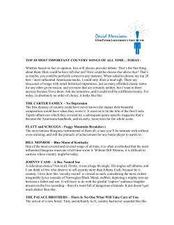 TOP 20 MOST IMPORTANT COUNTRY SONGS OF ALL TIME