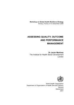 assessing quality, outcome and performance management