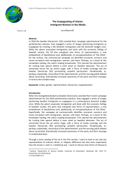 The Scapegoating of Islamic Immigrant Women in the Media