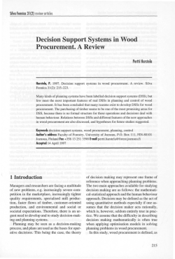 Decision Support Systems in Wood Procurement. A