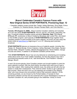 Bravo! Celebrates Canada`s Famous Faces with New Original
