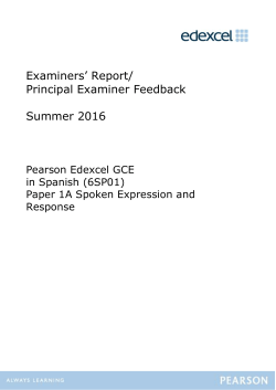 Examiner Feedback Summer 2016 - Edexcel