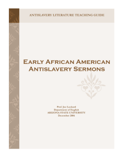 Early African American Antislavery Sermons Teaching
