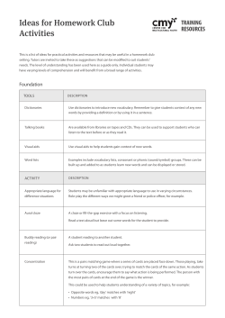 Ideas for Homework Club activities
