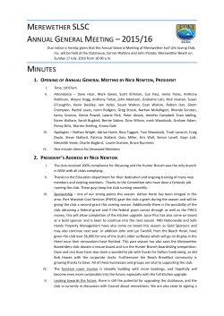 AGM 2015-2016 Minutes - Merewether Surf Life Saving Club