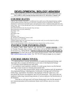 developmental biology 4054/5054 course dates instructor