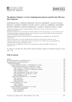 The phylum Cnidaria: A review of phylogenetic