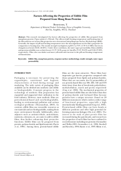 Factors Affecting the Properties of Edible Film Prepared from Mung