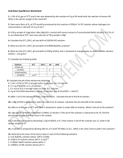 Acid-Base Equilibrium Worksheet