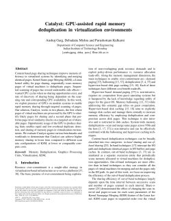 Catalyst: GPU-assisted rapid memory deduplication in