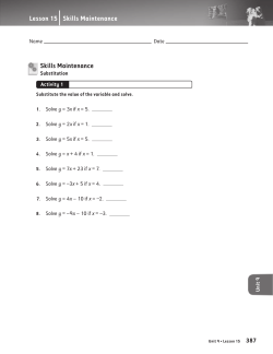 Skills Maintenance Lesson 15 Skills Maintenance