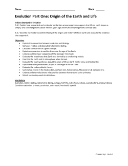 Evolution Part One: Origin of the Earth and Life