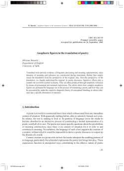 Anaphoric figures in the translation of poetry 1. Introduction