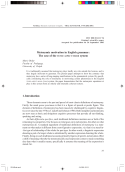 Metonymic motivation in English grammar: The case of the TENSE