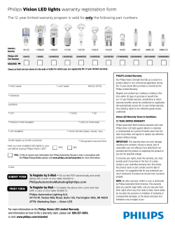 Philips Vision LED lights warranty registration form