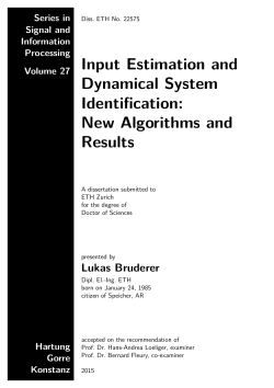 Input Estimation and Dynamical System - ETH E