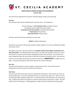 SENIOR ENGLISH SUMMER READING AND ASSIGNMENTS