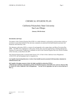 Chemical Hygiene Plan, Cal Poly SLO - AFD